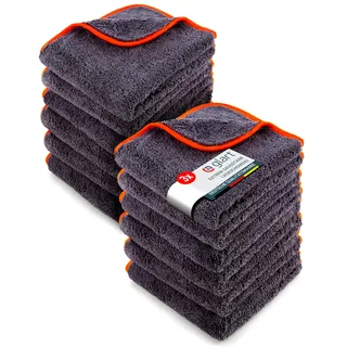 Glart 443TPO4 Mikrofasertücher 12er Set Auto Poliertücher Waschset f. Pkw und Motorrad, 40 x 40 cm orange