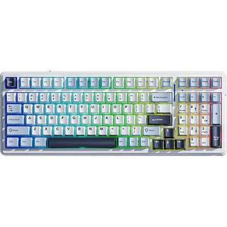 AULA F99 mechanische kabellose Tastatur, US-QWERTY-Layout, Tri-Mode (kabelgebunden/Bluetooth/2,4G) – Hellblau/Grau, Holzschalter V3