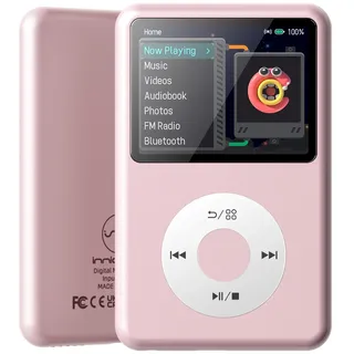 Innioasis Y1 64GB MP3 Player - Zeitlose Klasse: Touch Wheel-Steuerung, Bluetooth, Video-Player, Hörbücher, FM-Radio, Kinder Musikplayer(rosa)