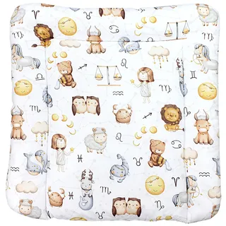 TupTam Baby Wickeltischauflage mit Baumwollbezug Gemustert, Farbe: Tierkreiszeichen, Größe: 70 x 70 cm