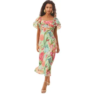 Love & Roses Midikleid Love & Roses Midikleid mit Flatterärmeln, Regular (1-tlg) grün 50 (GB: 22)
