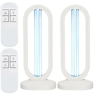 UV Desinfektionsturm Uv Lampe, UV Sterilisator UVC Lampe Desinfektion, UV KeimtöTende Lampe Uv Sterilisator Desinfektion Mit 3-Gang-Timing Und Fernbedienungsfunktion (Weiß, 2PCS)