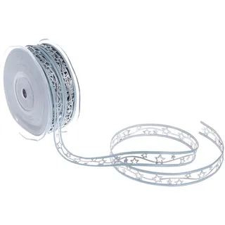Deko und Band Weihnachtsband mit Sternchen - hellblau/Silber - 15mm - 20m - 90159 71 (1,33€/m)