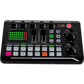 biusgiyeny Multifunktionaler Audio mixer F998 Soundkarte Live-Soundkarte DJ Konsole Soundboard Audio Mischpult für PC für Live Streaming Recording