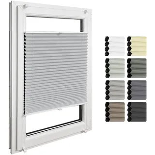 Home-Vision® Premium Doppelplissee Wabenplissee ohne Bohren mit Klemmfix (Weiß-Grau, B60cm x H150cm) Modern Klemmfix Blickdicht Plissee Sonnenschutz Hitzeschutz Jalousie für Fenster Thermo