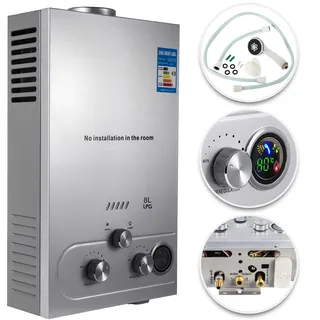 8L Gas Durchlauferhitzer, LPG Warmwasserbereiter, 16KW Flüssiges Ölgas Wasserheizer, Propan-Wasserheizer für Zuhause und Haushalte,für Camping, Boot, Wohnmobil