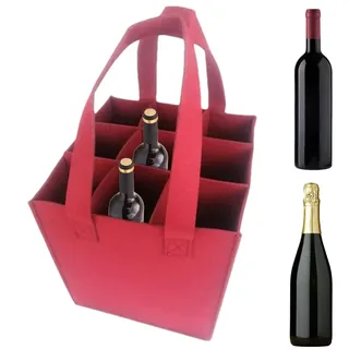 Liakyunf Flaschenträger 9 Flaschen Filz, Flaschen Taschen Träger, Faltbarer Flaschenträger Mit Trennwänden, Getränketasche Bottle Bag Für Partys, Picknicks, Reisen