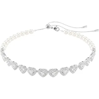 Swarovski Kette Ariana Grande x Swarovski Verschiedene Schliffe, Kristallperle, Herz, Weiß, Rhodiniert