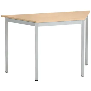 Sodematub Mehrzwecktisch ahorn, alu Trapezform, Vierkantrohr alu, 60,0/120,0 x 60,0 x 74,0 cm