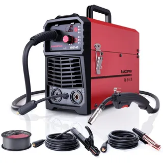 ARCCAPTAIN MIG MAG Schutzgas Schweißgerät IGBT 140A AC230V, 5 in 1 Kombi Schweißgerät mit Fülldraht (FCAW) /MMA E-Hand/Lift TIG mit Synergischem Drahtvorschub, mit 1kg Fülldraht 0,8mm