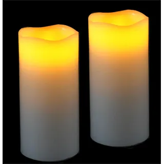 LED Kerzen Echtwachs 2er Set elektrische Kerze LED-Kerze flackernd Warmweiß Stimmungslicht Lichter Dekoration Stumpenkerze große Adventskerzen Adventskranz Kranz Valentinstag, 12,5x5,5cm