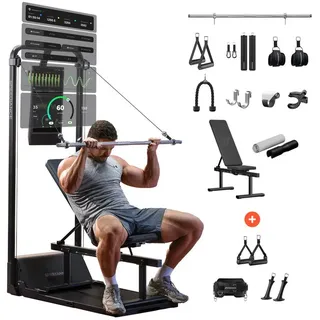 SPEEDIANCE Kraftstation Gym Monster 2, verbessertes KI-gesteuertes All-in-One Home Gym, Ganzkörper-Krafttraining Fitnessgeräte schwarz 65 cm x 193 cm x 76 cm