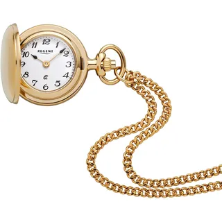 Regent Kettenuhr P763-32783049, (Set, 2-tlg., mit dazu passender Kette), Quarzuhr, Damenuhr, Acrylglas goldfarben