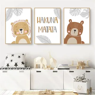 CULASIGN 3er Set Poster Kinderzimmer, Waldtiere Bilder Babyzimmer Deko Junge Mädchen, Tiere Kinderposter Set Wandbilder DIN A4 Kinderbilder ohne Bilderrahmen (CDG,50x70cm)