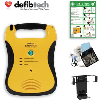 Defibtech –  Lifeline AUTO SG Defibrillator + Wandhalter, Safeset, Tasche & Hinweisschild Erste Hilfe
