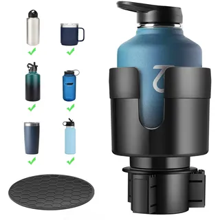 TYKOR Auto Getränkehalter, Becherhalter Auto mit Verstellbarer Basis, flaschenhalter Auto Kompatibel mit Flaschen, Getränke 0.5-1.4L (7,0-10,5 cm)