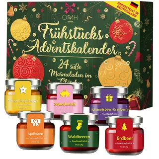 Frühstück Adventskalender Marmelade aus Deutschland Konfitüre Weihnachten 2024 Auftsrich aus 24 Gläsern Geschenkidee Geschenkset