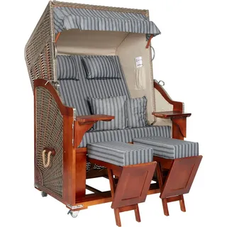 WebaVita Strandkorb Karibik 2-Sitzer Pinie Grau gestreift