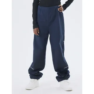 NAME IT "NKNALFA PANT SOLID NOOS", Mädchen, Gr. 152, N-Gr, blau (schwarz sapphire), Softshell, Obermaterial: 96% Polyester, 4% Elasthan, unifarben, regular fit normal, Hosen Regenhose