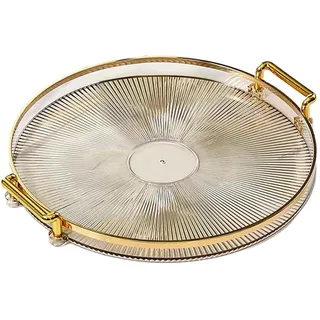 Colcolo Serviertablett im nordischen Stil, mit Griffen, Essenshalter, Desserttablett, Essenstablett, Schminktablett für Toilette, Ankleidezimmer, hell Gold