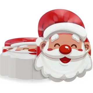 APUXXJUPA Weihnachten Teller, 60 Pcs Santa Pappteller für fröhliche Weihnachten Dekorationen Xmas Winter Urlaub Party Supplies