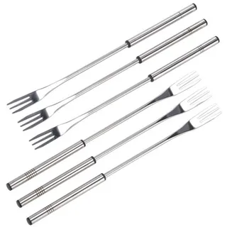 Gravidus Fonduegabel 6x Edelstahl Fonduegabeln, Fondueset silberfarben