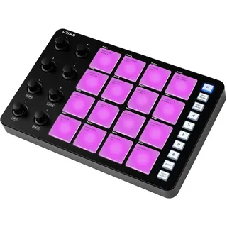 UTIMO MIDI-Controller-Pad mit 16 Tasten, SMC-PAD RGB-Hintergrundbeleuchtung, Tastatur-Pad für elektronische Musik, geringe Latenz, Bluetooth-Verbindung, integrierter Akku, Schwarz