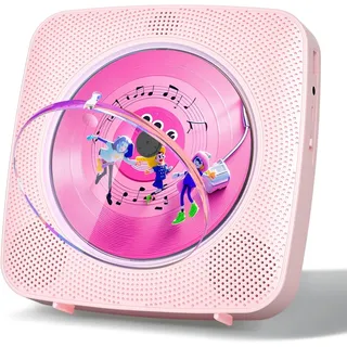 Gueray Tragbarer CD Player Tragbar : Radio CD Players Kinder CD-Player Discman mit 1800mAh Akku Lautsprecher abnehmbaren Staubschutzabdeckung Fernbedienung UKW-Radio USB AUX Funktion Rosa