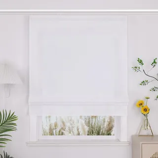 Yujiao Mao Halbtransparentes Raffrollo mit Klettband Modernes Unifarben-Fensterrollo aus hochwertigem Stoff Blickdichter Sichtschutz für Wohn- und Schlafzimmer 1 Stück,weiß BxH 100x140cm
