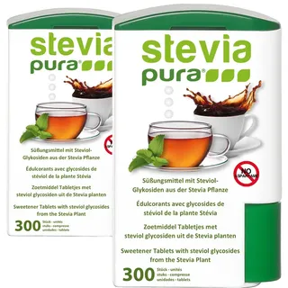 2x300 Stevia Tabs ohne Bitterstoffe | Stevia Süßstofftabletten im Spender
