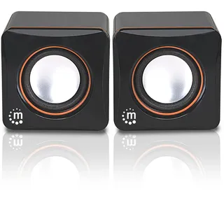 Manhattan Lautsprecher Set (5 Watt, 3,5mm Klinke Stecker, USB-Stromversorgung, für PC, Laptop, Tablet und Smartphone) schwarz/orange, 161435