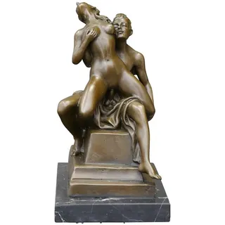 Antike Fundgrube Bronze Figur Pärchen beim Liebesakt auf Marmorsockel | Skulptur Staue | H: 18 cm (6367)