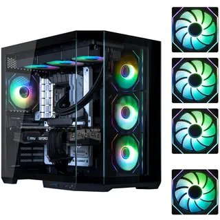 BitFenix T10 High Airflow Dual Chamber PC Gaming Case Black 4ARGB–Reverse Connection Motherboard Compatible–4xInfinity Mirroring ARGB Fans(3X Reverse)-360mm AIO/GPU 420mm Support