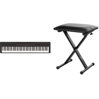Yamaha P-45B Digital Piano schwarz + Classic Cantabile Keyboardbank Economy schwarz (3-Fach höhenverstellbar, zusammenlegbar, edler Kunstlederbezug, stabil) Bundle