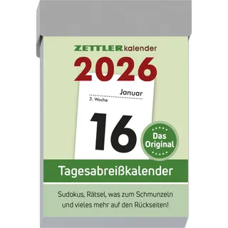 Zettler Tagesabreißkalender S 2026 - 4,1x5,9 cm - 1 Tag auf 1 Seite