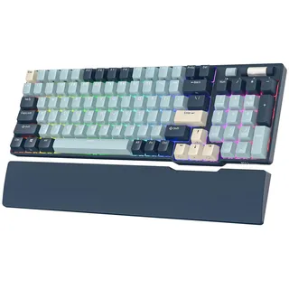 RK ROYAL KLUDGE RK96 RGB Limited Ed, 90% 96 Tasten Triple Mode Bluetooth 5.0/2.4G/USB-C Hot-Swap-fähige mechanische Tastatur mit Software und massivem Akku, RK Yellow Switch, Wald Blau, QWERTY