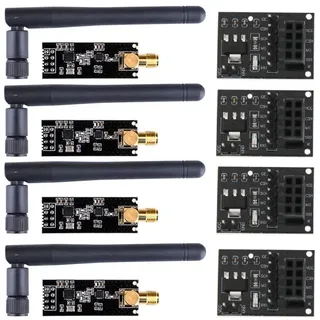 RIKEL 4 StüCk NRF24L01+PA+LNA Kabellos Modul mit Antenne 1100 Meter Lange Distanz mit NRF24L01 Kabellos Modul Adapter 3,3 V