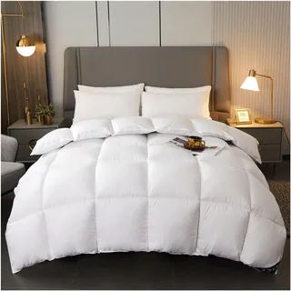 HonunGron Daunendecke Winter Bettdecke 150/180/200/220 Luxuriöse Gänsedaunen und Gänsefedern Daunen Extra Warm Weiches und Flauschiges Steppdecke Federbetten (Weiß,180x220cm(4kg))