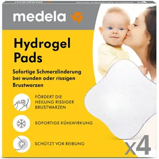 Medela Hydrogel Pads – Sofortige Schmerzlinderung bei wunden oder rissigen Brustwarzen durch Stillen oder Abpumpen – Kühlende Feuchtigkeit unterstützt die natürliche Heilung – 4er Pack