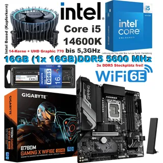 Aufrüst Kit Intel Core i5-14600K Gigabyte B760M Gaming X WIFI6E 16GB DDR5 5600