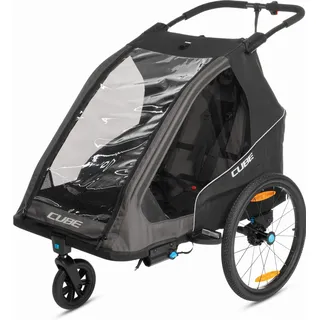 Cube Double Pure Kinderanhänger schwarz/grau 2026