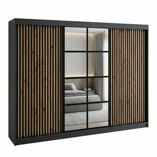 A&J MöbelLand Schiebetürenschrank NORIVO 200 x 210 x 60 cm Schwarz