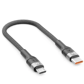 deleyCON 0,15m USB 2.0 Micro USB Kabel Ladekabel Datenkabel USB-C auf Micro USB-Kabel