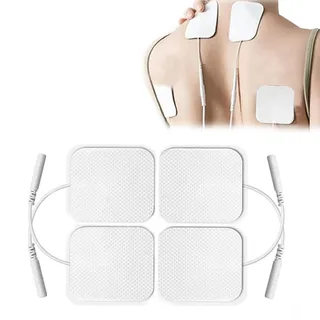 HSYTEK TENS Elektroden Pads, 5 x 5 cm Selbstklebenden TENS Elektroden Tens Gerät Pads Wiederverwendbar selbstklebenden Elektroden Tens Pads für TENS Geräte and EMS Trainer 2mm Steckanschluss