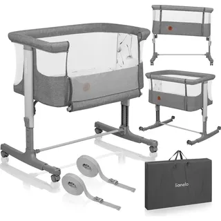 lionelo Aurora Beistellbett, 3in1 Grey Concrete