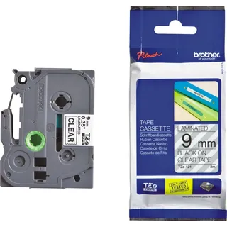 Brother TZe-121 laminiert schwarz auf transparent 0,9cm x 8m