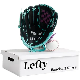 Urby Linkshänder-Baseballhandschuh, Linkshänder, T-Ballhandschuh für Linkshänder, nur für Linkshänder, T-Ball & Jugend-Baseballhandschuhe, Schwarz & Lila, 26,7 cm, Alter 4-7 Jahre