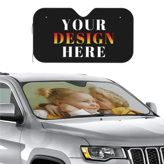 LLLGSH Personalisierte Auto Frontscheibe Sonnenschutz, Personalisierte Foto Auto Sonnenschutz Abdeckung, Sonnenschutz mit Foto und Text personalisiert, Blockiert UV-Strahlen, Hitzeschutz, Faltbar