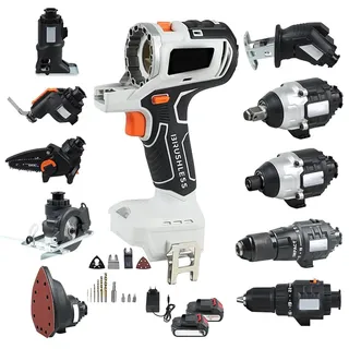 Brushless Power Tool Set Combo Kits, 10 in 1 Cordless Woodworking Tool Set, Multi-Functional Drill Sets Combo Kit with 4.0Ah Battery & Tool Box for Versatile DIY Projects