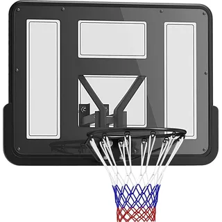 sportnow Basketballkorb mit Rückwand für Outdoor & Indoor, Basketballbrett mit Ø45 cm Stahlkorb und Netz, Wandmontage, Basketball Board für Erwachsene, - Schwarz